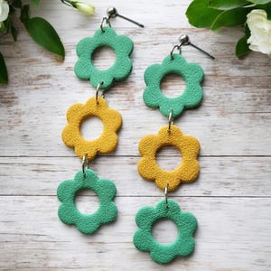 Spring Meadow Handmade Green and Yellow Statement Earrings
