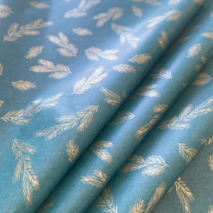 Green Background Gold Leaves Packing Paper, Leaf Tissue Paper, Wedding Gift Wrapping Paper,Cute Craft Tissue Paper, Christmas Wrapping Paper