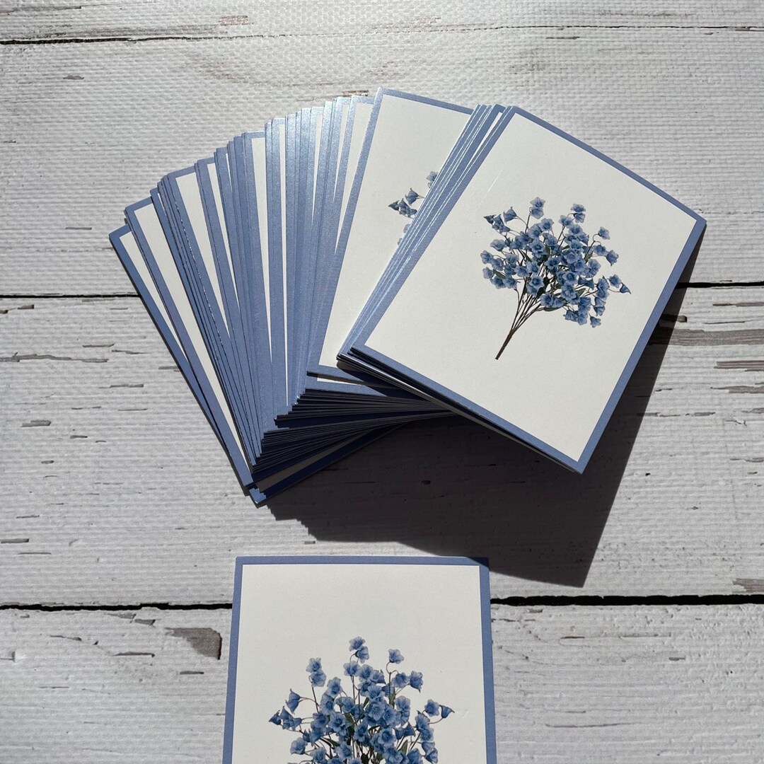 Blue Floral Greeting Card Note Card, Thank You Card, Blank Card, Blank ...