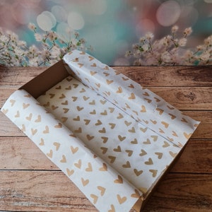 Gold Heart Themed Packing Paper,Tissue Paper, Gift Wrapping Paper, Cute Craft Tissue Paper, Tissue Paper Packaging, Small Business Packaging