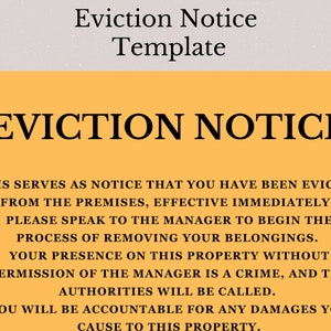 Family Eviction Notice Template Etsy