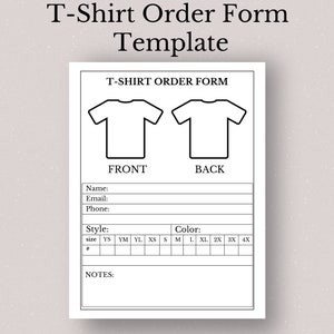 T-shirt Order Form, T-shirt Order Form Template PDF, T-shirt Order Form ...