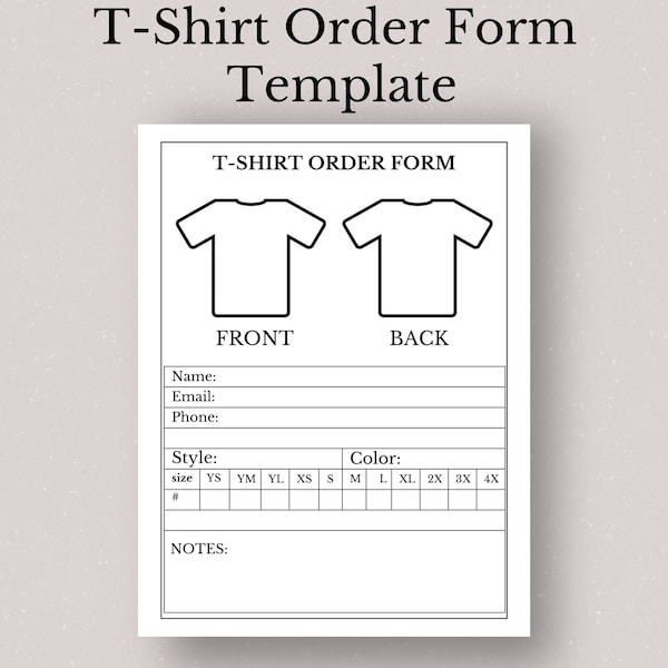 T-Shirt Order Form, T-Shirt Order Form Template PDF, T-Shirt Order Form, Order Form, T-Shirt Business