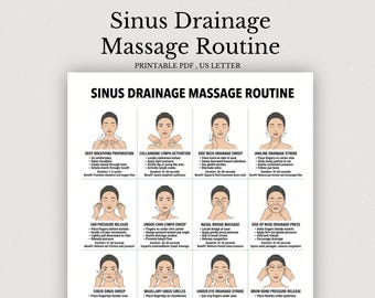 Sinus Drainage Massage Routine, Lymphatic Face Massage Guide, Sinus Pressure Relief Exercises, Self Care Wellness, Facial Drainage Routine