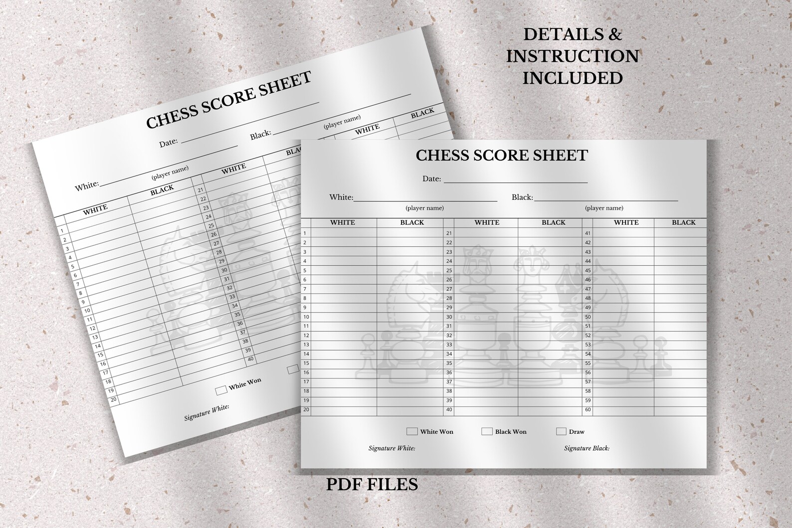 Printable Chess Score Sheet Template Printable Chess Score Card Chess Printable Chess Score Sheet Template Printable Chess Score Card Chess