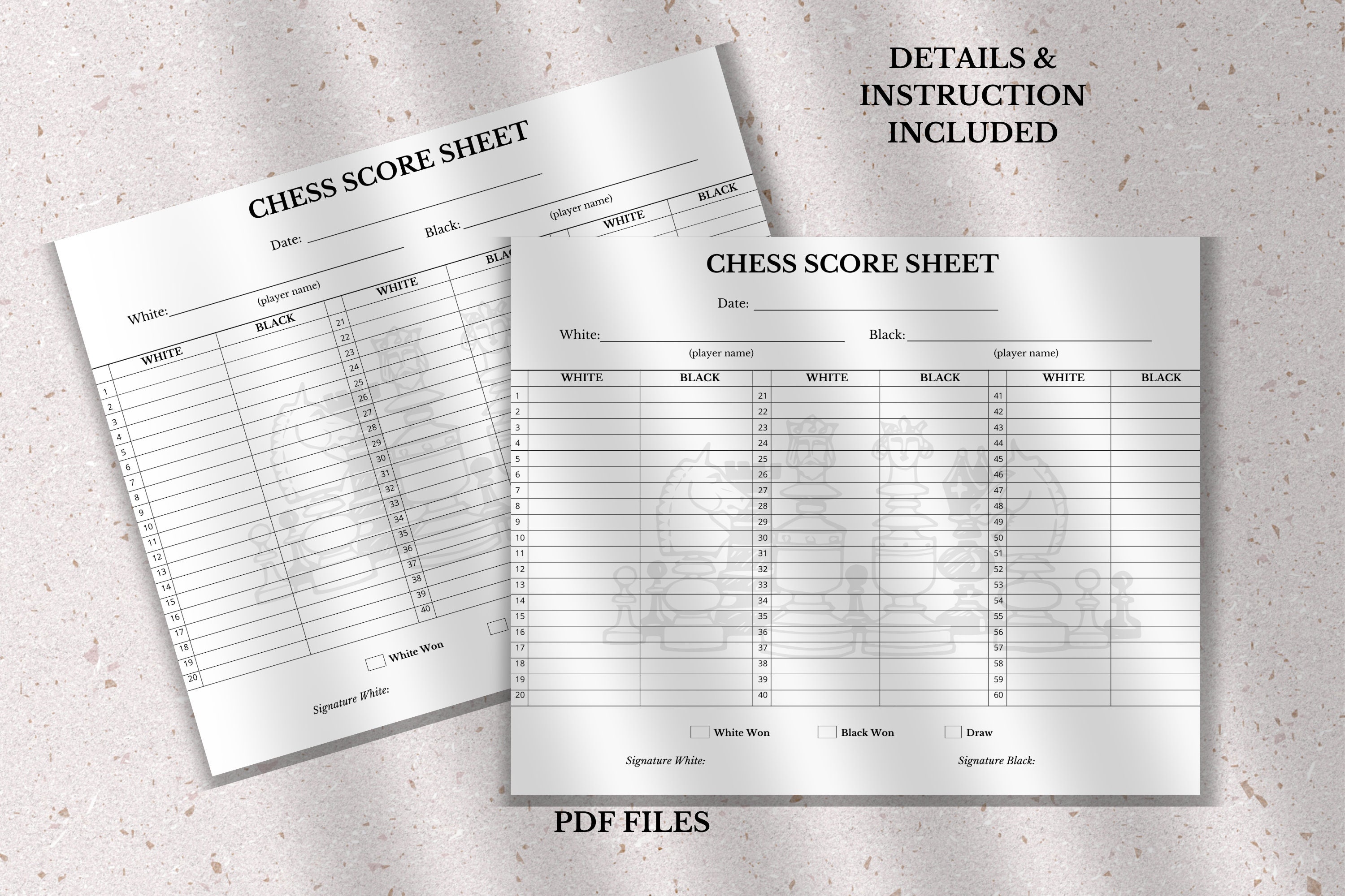 Printable Chess Score Sheet Template Printable Chess Score Card Chess