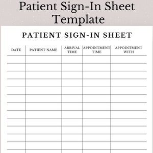 Patient Sign-In Sheet, Patient Details Sheet, Appointment Template, Patient Sign-In Template, Patient Appointment Template