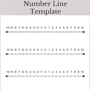Printable Number Line PDF Math Classroom Tool Number Line from -10 to 10 Homeschool & Teacher Resource Instant Download