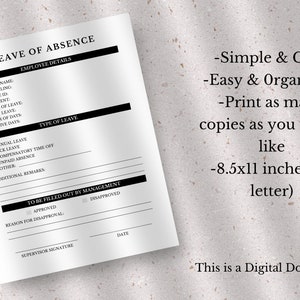 Editable Leave of Absence Form Template (canva, PDF) - Etsy
