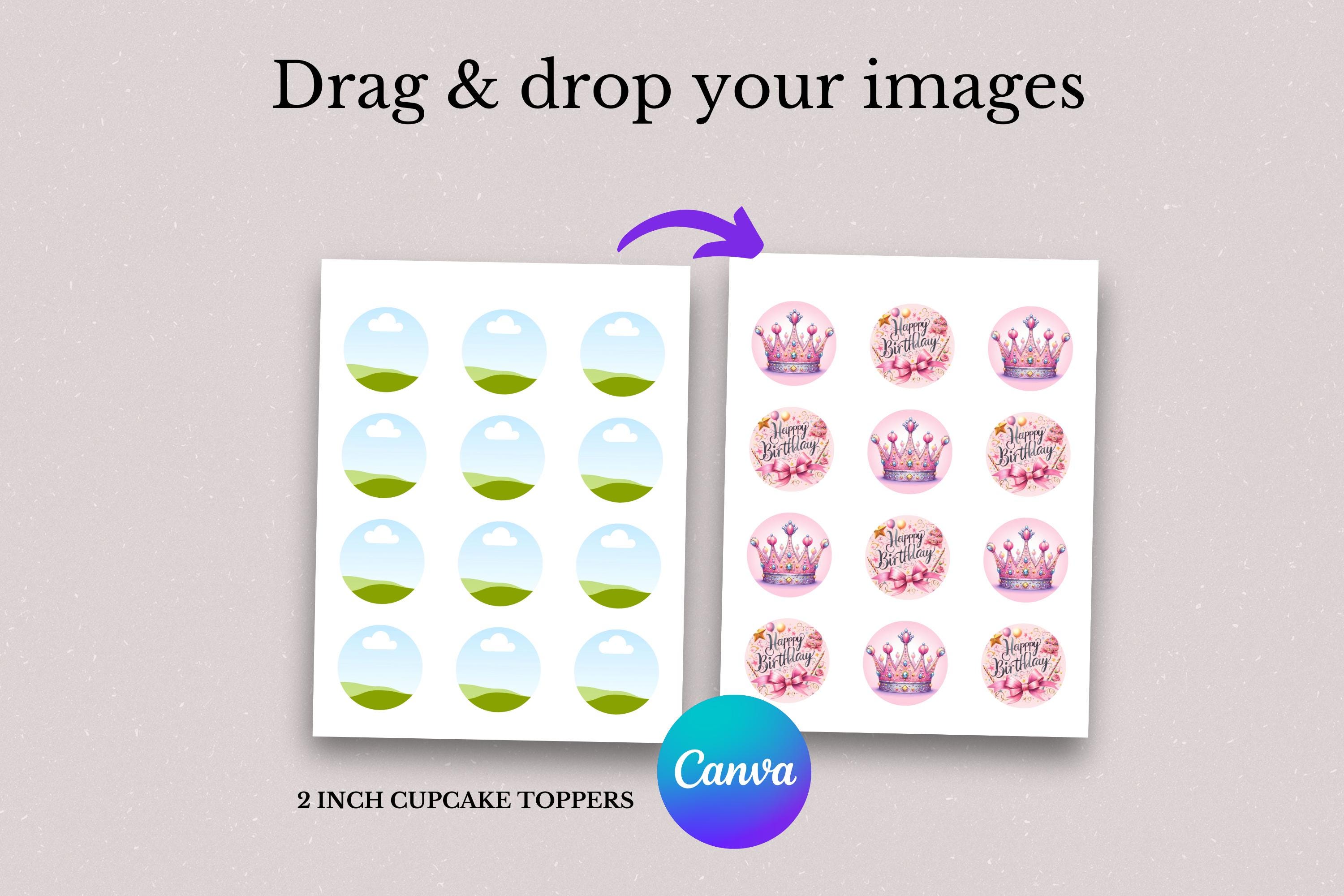 Editable Cake & Cupcake Topper Template | Editable in Canva - Etsy