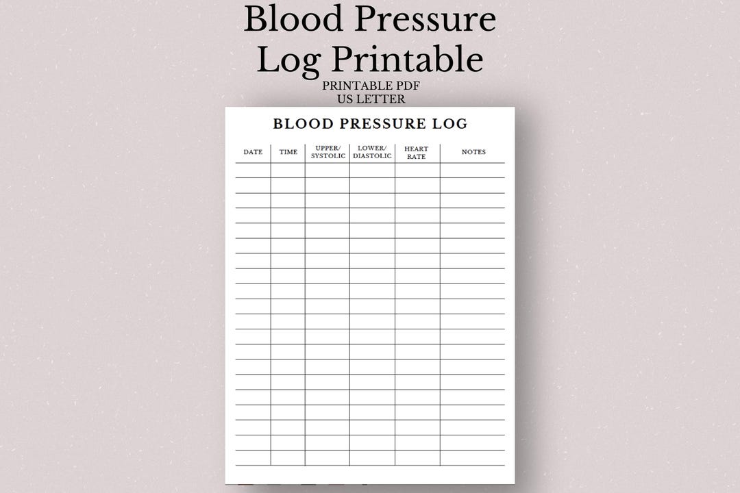Blood Pressure Log Printable | Daily Health Tracker (PDF) - Etsy