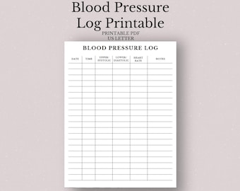 Afdrukbaar bloeddruklogboek | Dagelijkse gezondheidstracker (pdf)