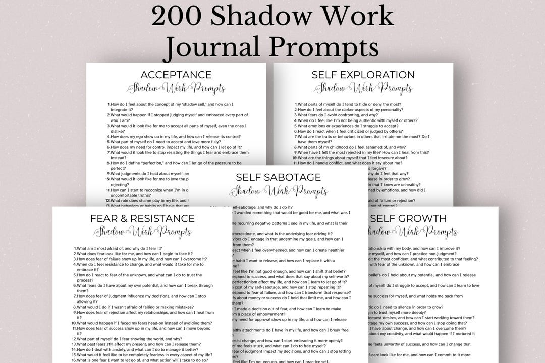 Shadow Work Journal Prompts: 200 Printable Self-discovery Questions ...