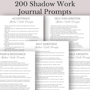 200 Shadow Work Journal Prompts Printable Self Discovery Journal Healing Affirmations Self Exploration Journal Spiritual Prompts Psychology