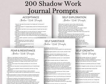 Shadow Work Journal Prompts: 200 Printable Self-Discovery Questions (Digital Download)