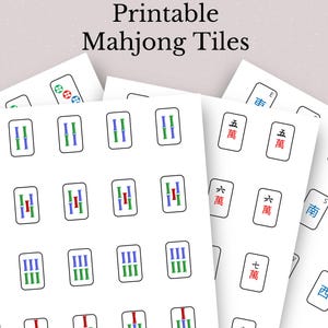 Printable Mahjong Tiles, Mahjong Set for Home Game, Instant Download Digital Mahjong Tiles, PDF Download