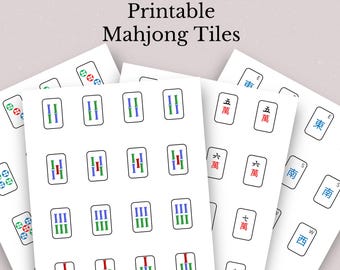 Printable Mahjong Tiles Set, Digital Download
