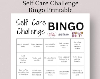 Bingo auto-soin à imprimer : suivi de la santé mentale, cadeau bien-être (PDF)