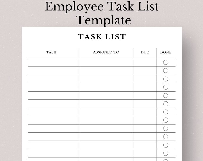 Employee Task List Printable, Work Allocation Sheet, Daily Task Sheet ...
