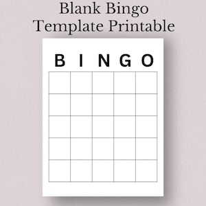 Plantilla de bingo en blanco, imprimible, personalizable, tarjeta de bingo en PDF, juego de fiesta, actividad en el aula, descarga instantánea, hoja de bingo imprimible