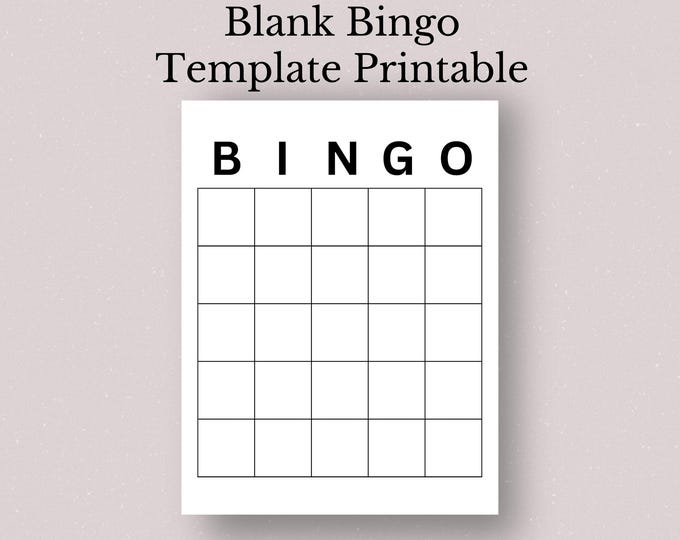 Blank Bingo Card Template | Fun Bingo Party Game | Printable Bingo Game ...