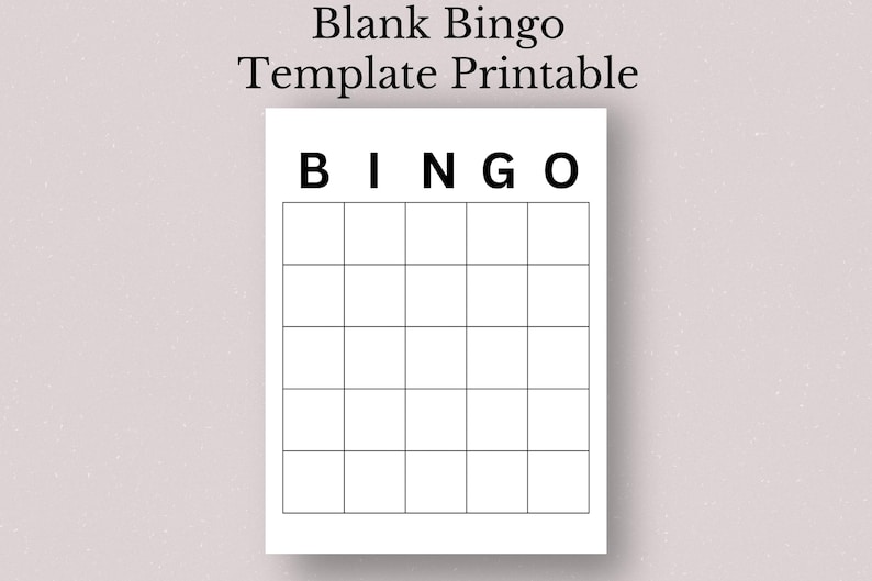 Customizable Blank Bingo Card Template (PDF) - Etsy