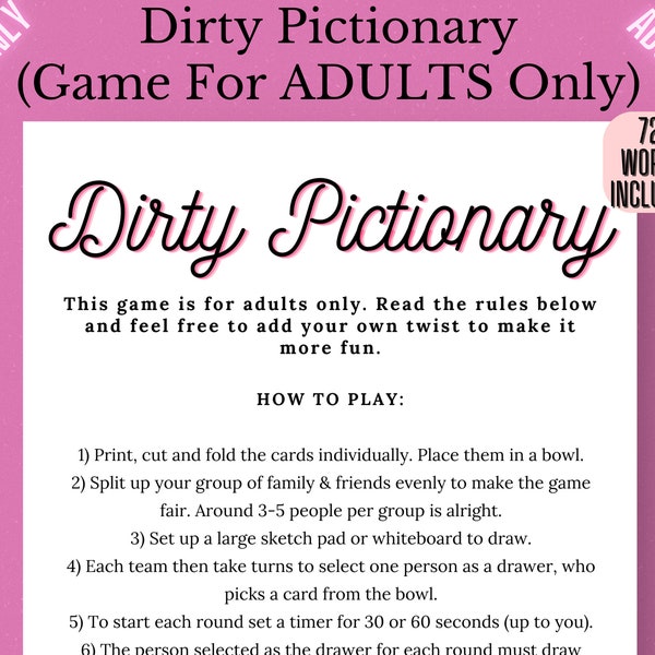 Dirty Pictionary Bachelorette Party Game, Dirty Pictionary Game, Dirty Pictionary Hen Party Game, Bachelorette Dirty Pictionary, Pictionary