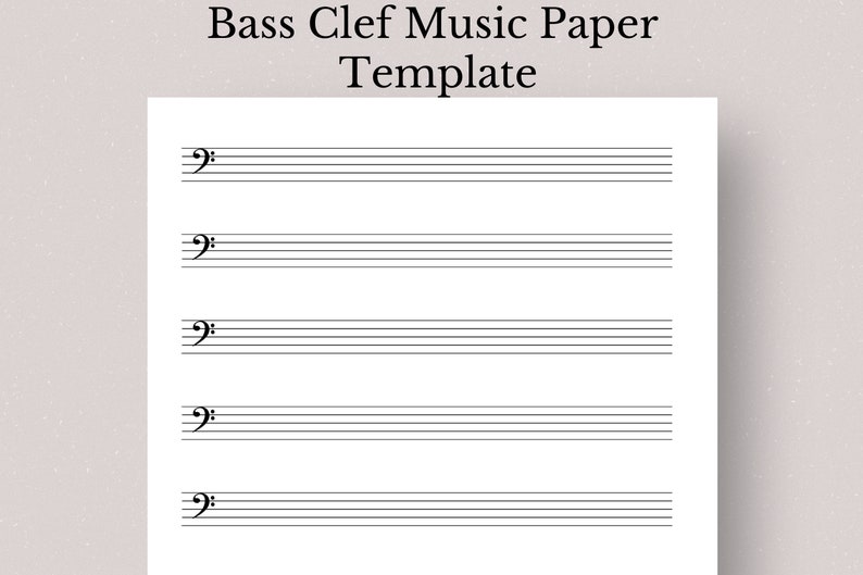 Printable Bass Clef Sheet Music, Bass Clef Sheet Music Template, Blank