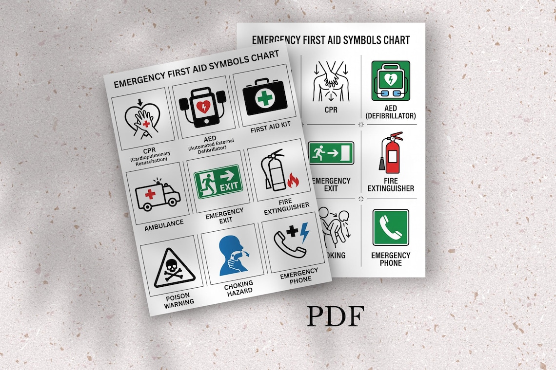 First Aid Signal First Aid Symbols Chart, Safety Signs Poster, Workplace Infographic ...