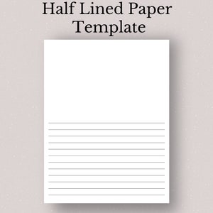 Druckbares halb liniertes Papier, halb liniertes leeres Papier, Geschichtenerzählpapier, liniertes Notizpapier, Zeichenpapier