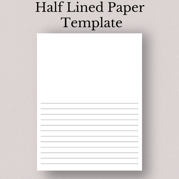 Printable Half Lined Paper, Half Lined Blank Paper, Story Telling Paper, Lined Notes Paper, Drawing Paper