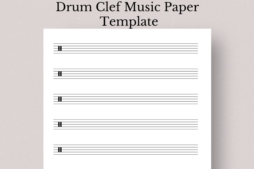 Printable Drum Clef Sheet Music, Drum Clef Sheet Music Template, Blank