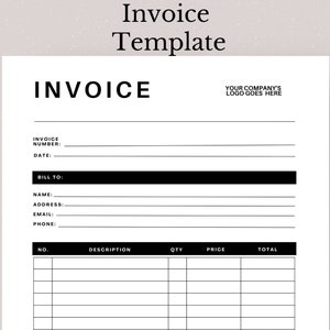 Editable Invoice Template, Printable Invoice, Business Invoice Template ...