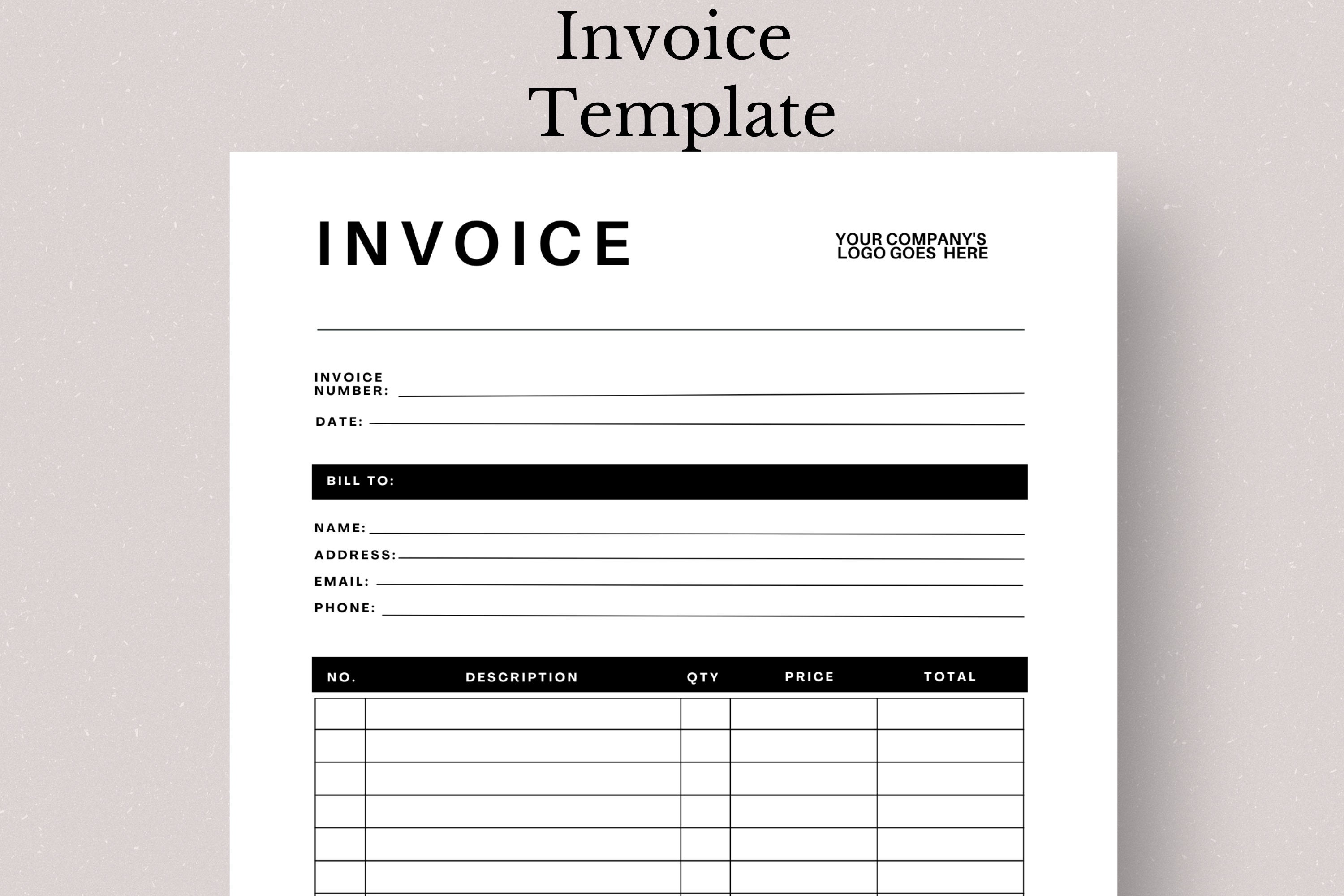 Editable Invoice template, Printable Invoice, Business Invoice Template, Fillable Invoice, Invoice Template, Company Invoice, Invoice PDF