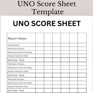 Uno Printable Score Sheets - Etsy UK