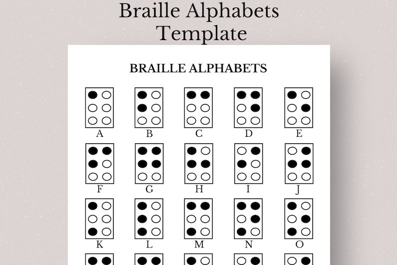 Printable Braille Alphabets, 1 Page Printable Braille, Printable Braille Alphabets, Braille
