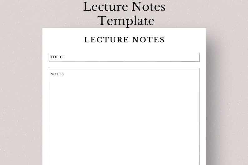 Lecture Template.pdf Printable Lecture Notes Template, College Study Guide (PDF File) - Etsy