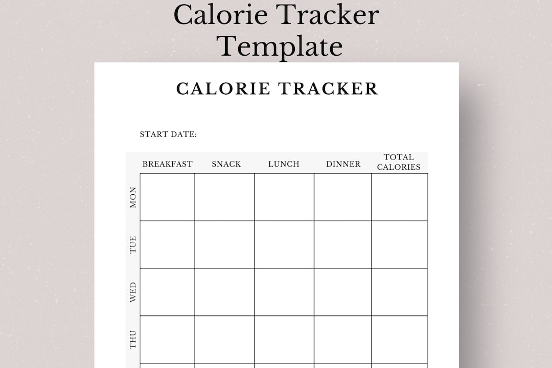 Printable Weekly Calorie Tracker, Food Calorie Tracker, Calorie Planner