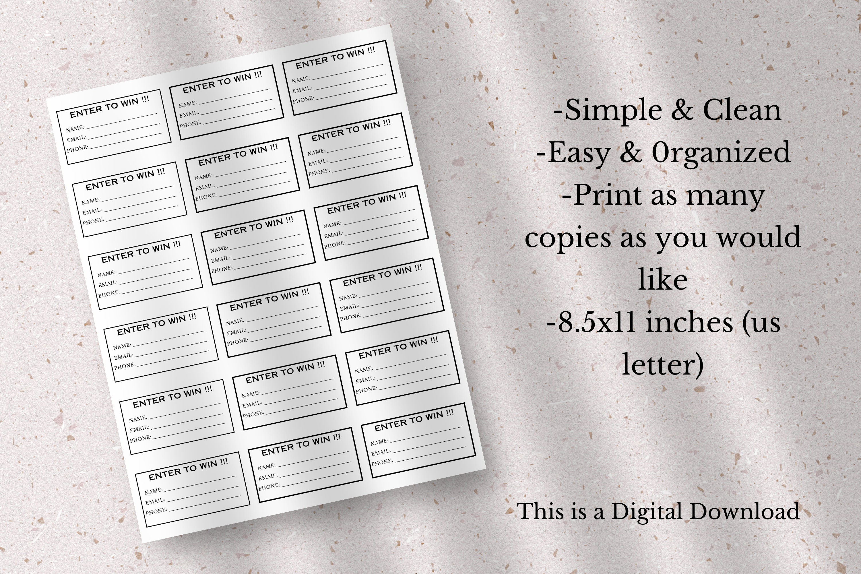 Printable Raffle Ticket Template, Lucky Draw Contest Ticket, Enter to ...