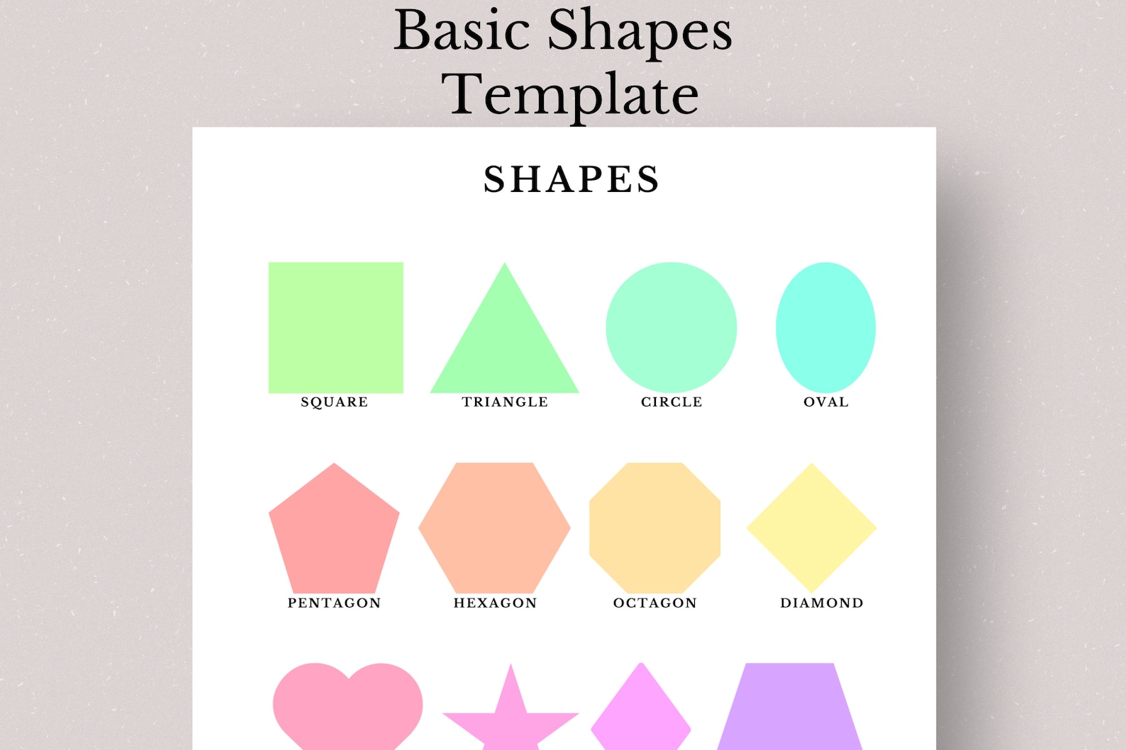 Printable Basic Shapes, 1 Page Printable Basic Shapes, Printable Basic ...