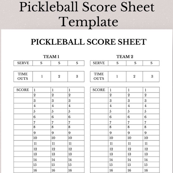 Score Card for Pickleball Etsy