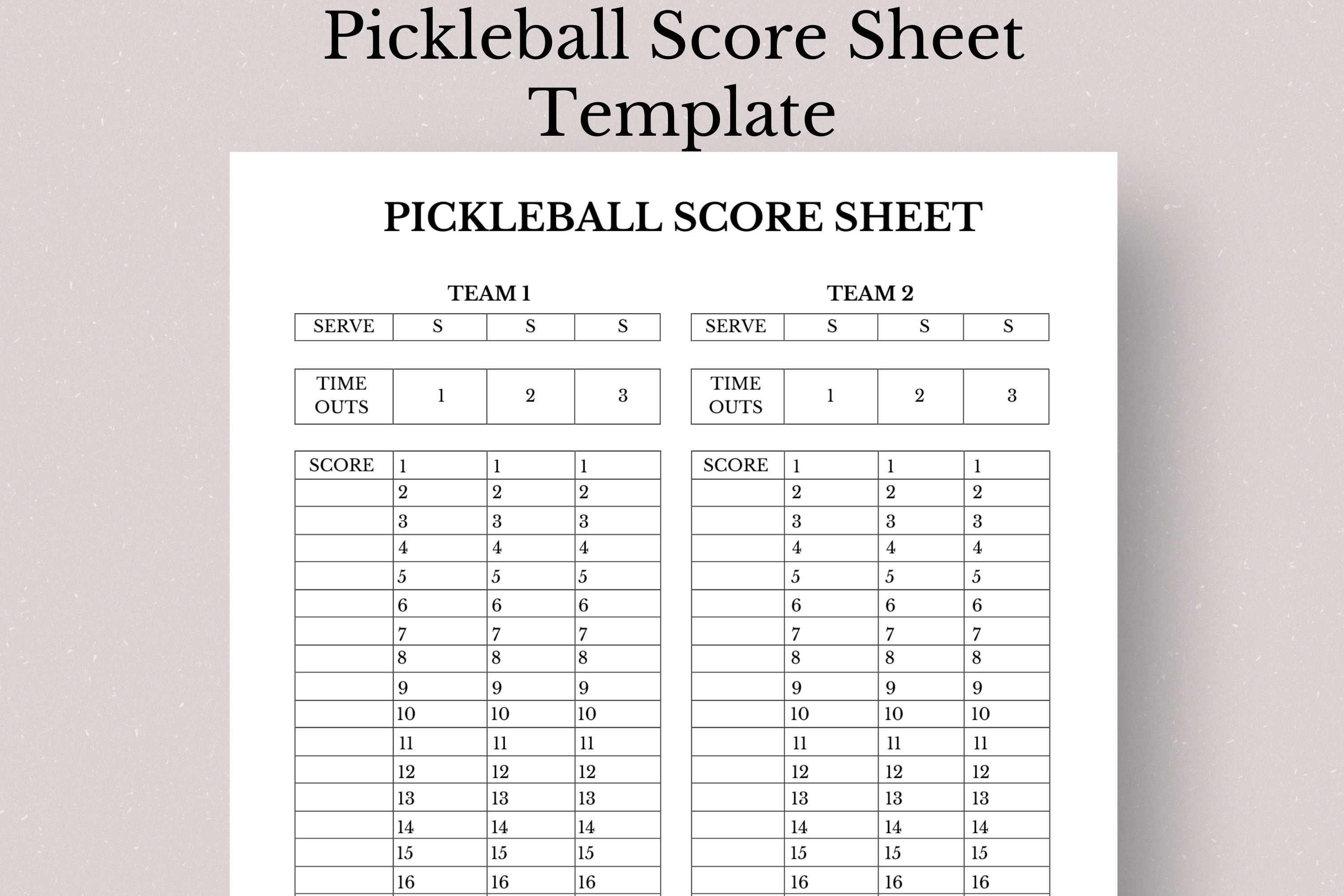 Pickleball Score Sheet Template Printable Pickleball Score Sheet