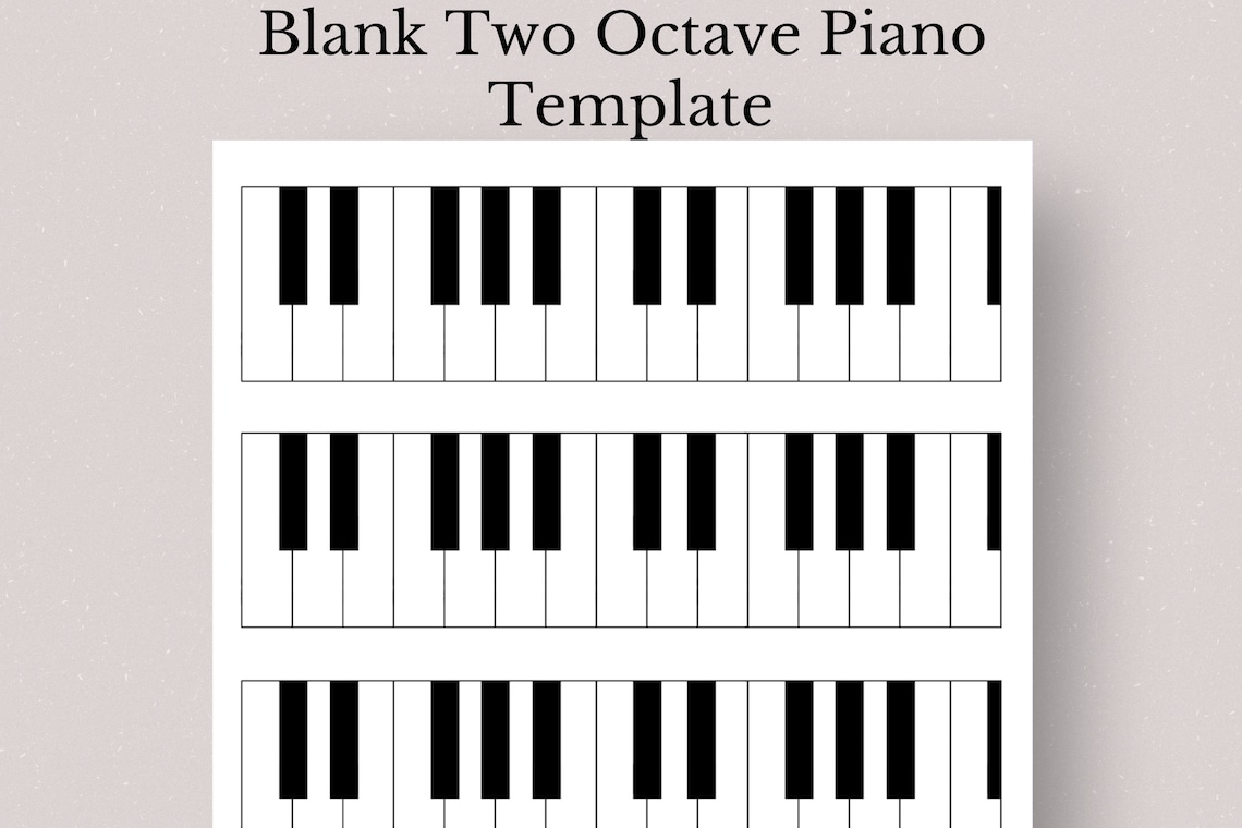 Printable Blank Two Octave Piano Template, Blank Piano Paper, Printable ...