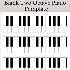 Druckbare leere zwei Oktave Klavier Vorlage, leeres Klavier Papier, druckbare Klavier Papier, Klavier Unterricht Vorlage, zwei Oktave