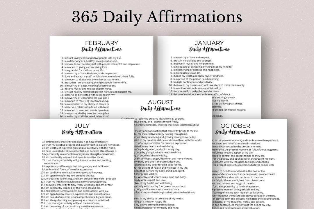 365 Daily Affirmations Printable Personal Growth Self Love Affirmations ...