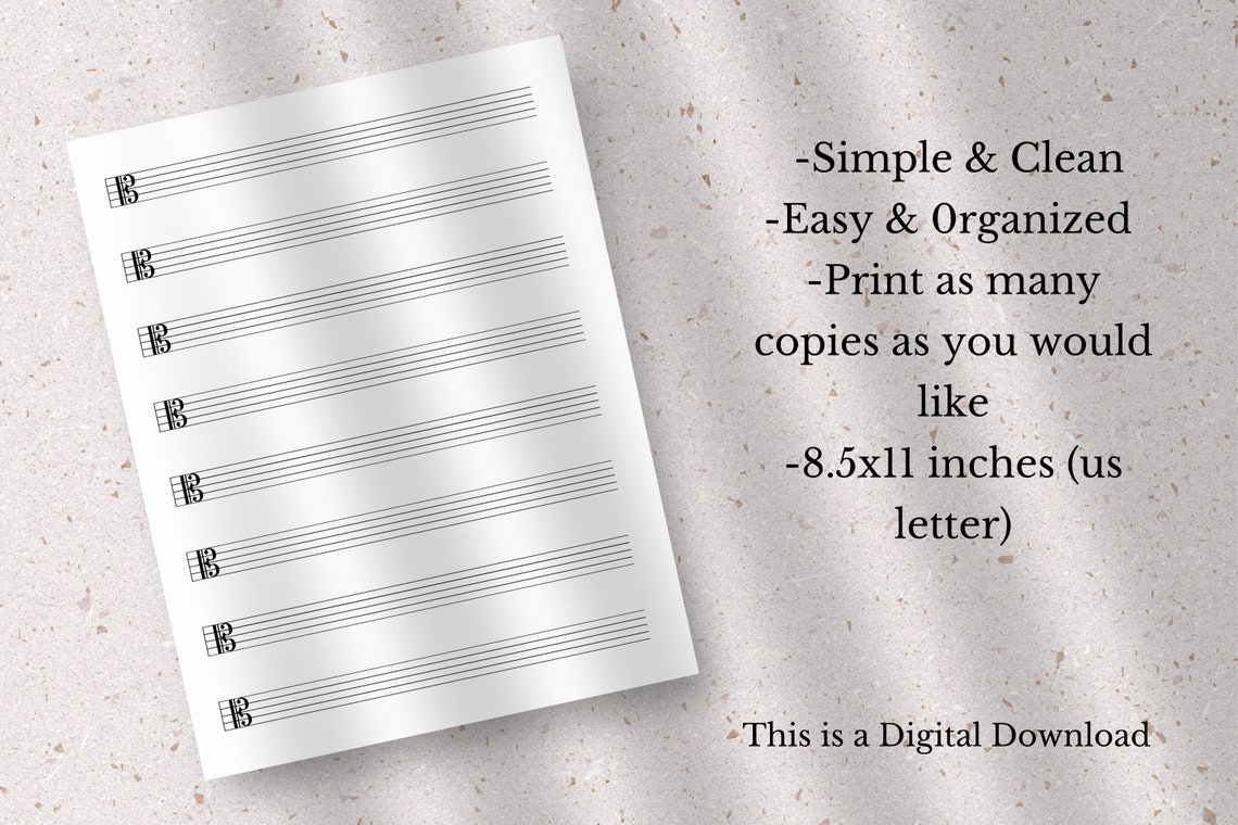 Printable Alto Clef Sheet Music, Alto Clef Sheet Music Template, Blank