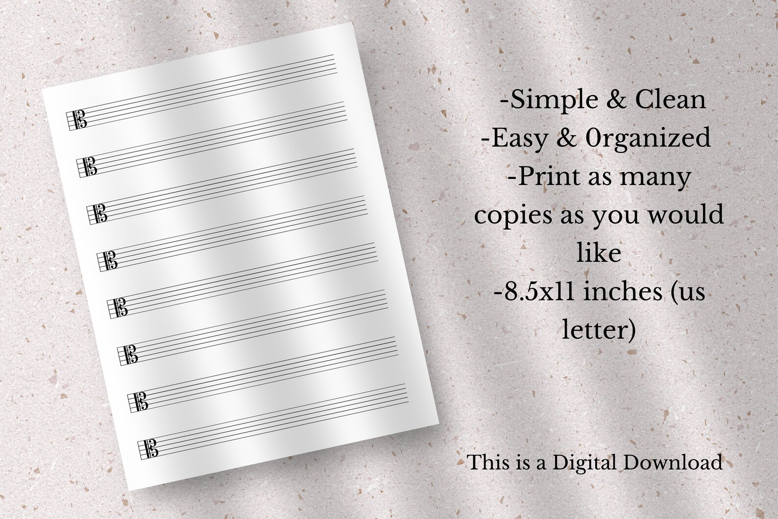 Printable Alto Clef Sheet Music, Alto Clef Sheet Music Template, Blank ...