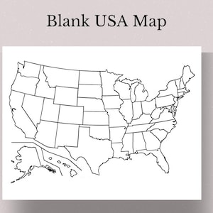 Carte des Etats-Unis imprimable, carte des Etats-Unis, imprimable carte des Etats-Unis, carte des Etats-Unis art mural, carte vierge des Etats-Unis, carte des Etats-Unis noir et blanc, carte éducative pour les enfants