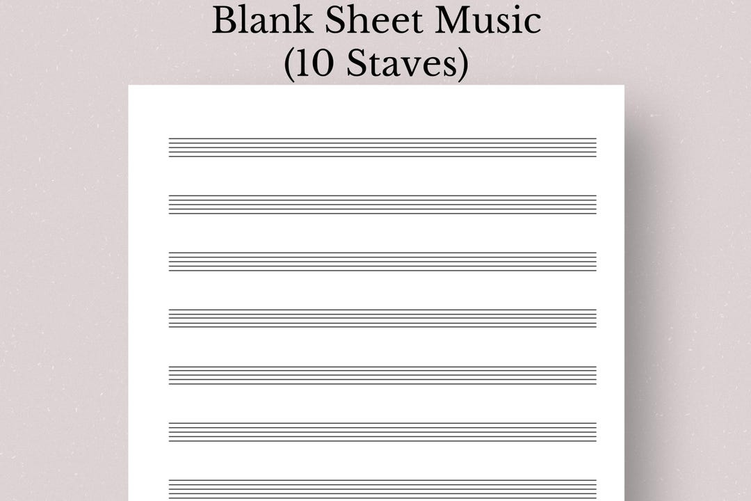 Stave Sheet.pdf Printable Sheet Music: 10 Staves, Manuscript Paper (PDF) - Etsy