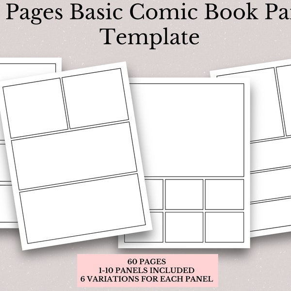 Printable Basic Comic Book Panels 60 Pages, 1 To 10 Panels, Blank Comic Book Panels, Drawing Strips, Printable Comic Strips